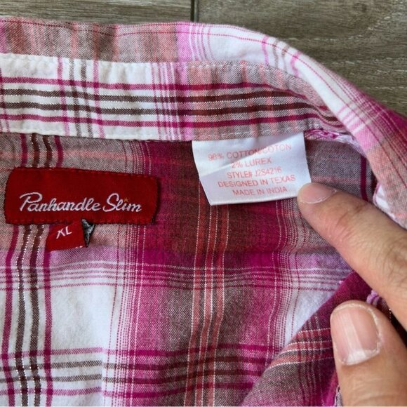Panhandle Slim Embroidered Rhinestones Plaid  Western Shirt - Picture 7 of 14